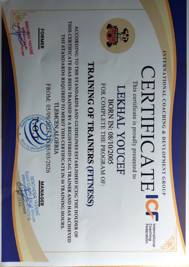 شهادة Training of Trainers Musculation